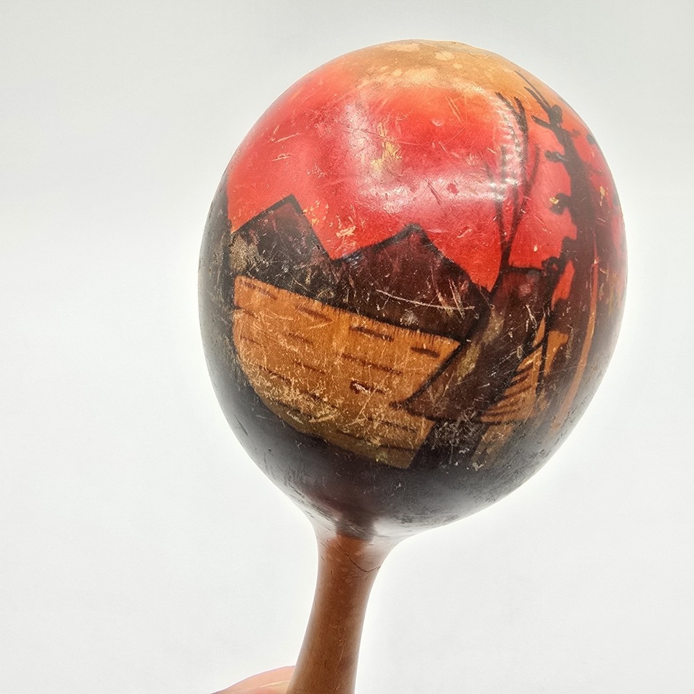 Vintage Single Wooden Wood Hand Painted Maracas - Picture 3 of 8